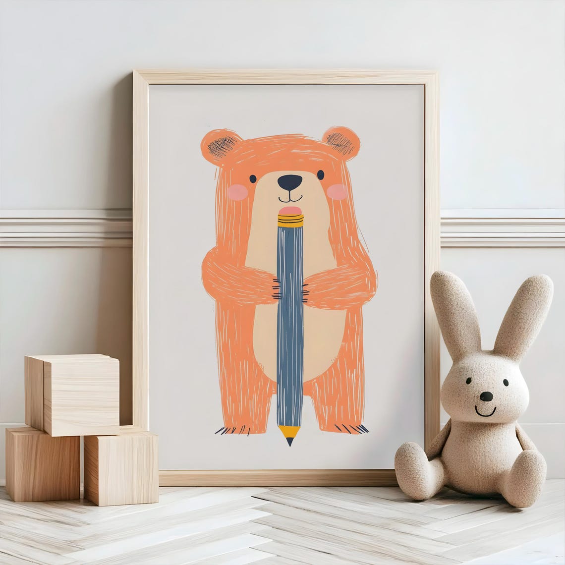 Bear Nursery Decor Baby Room Wall Art Nursery Decor Prints Animal Boho Kids Room Decor Instant Playroom Print - Image 2