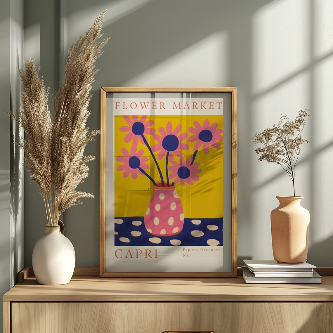 Capri Flower Market Pink Floral Papier Decoupe Gallery Art Print