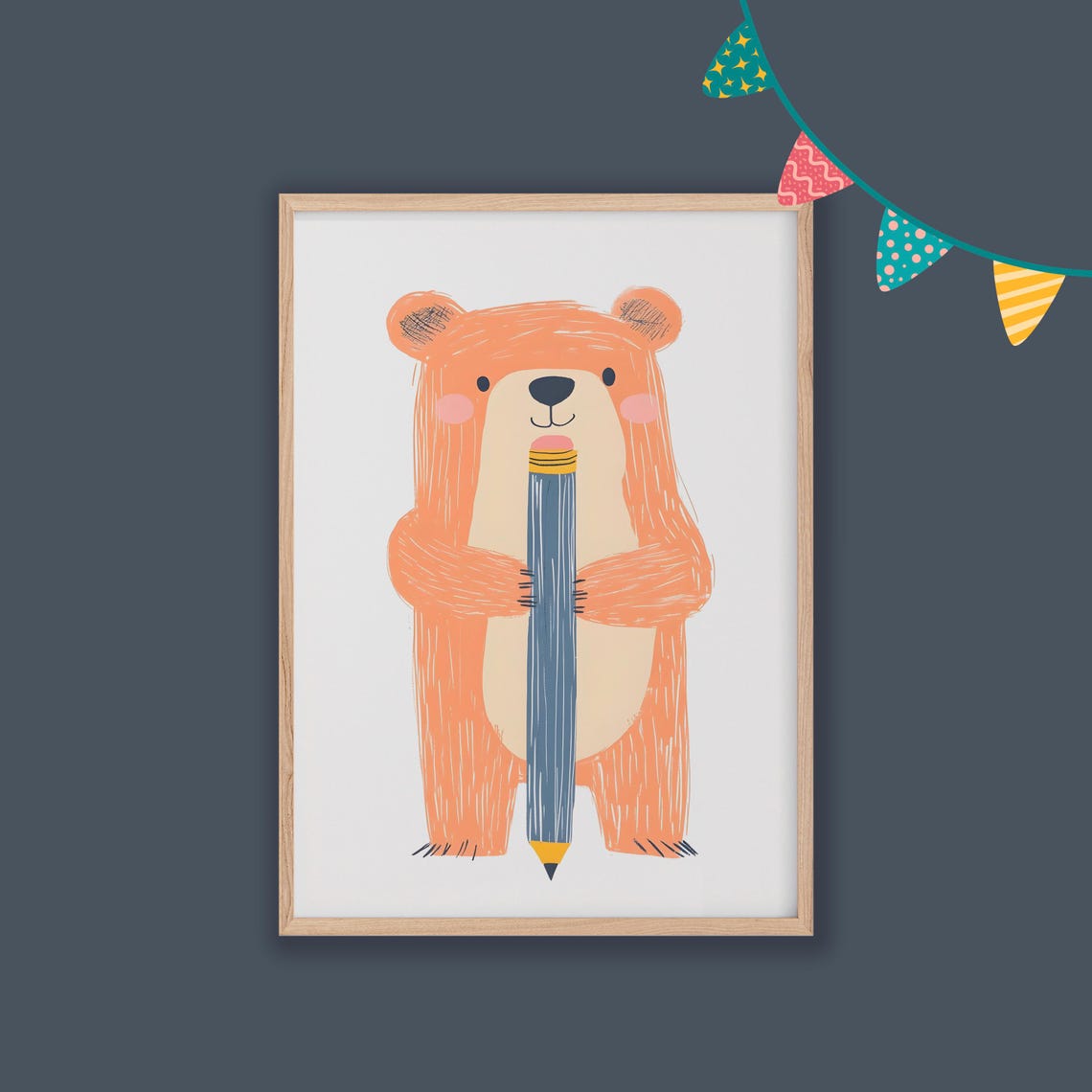 Bear Nursery Decor Baby Room Wall Art Nursery Decor Prints Animal Boho Kids Room Decor Instant Playroom Print