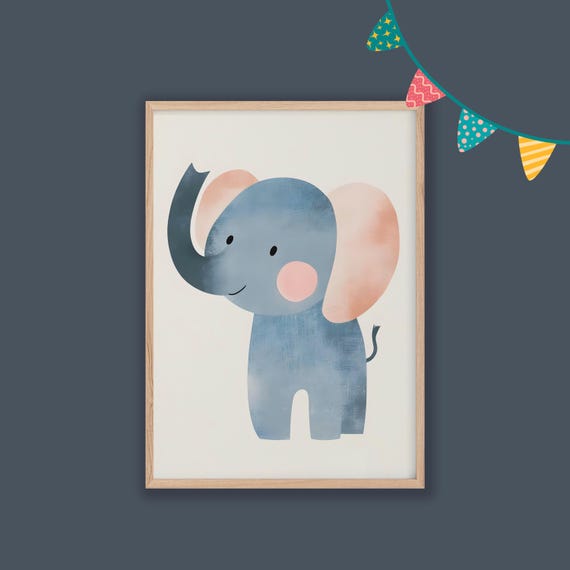 Elephant Nursery Decor Baby Room Wall Art Nursery Decor Prints Animal Boho Kids Room Decor Instant