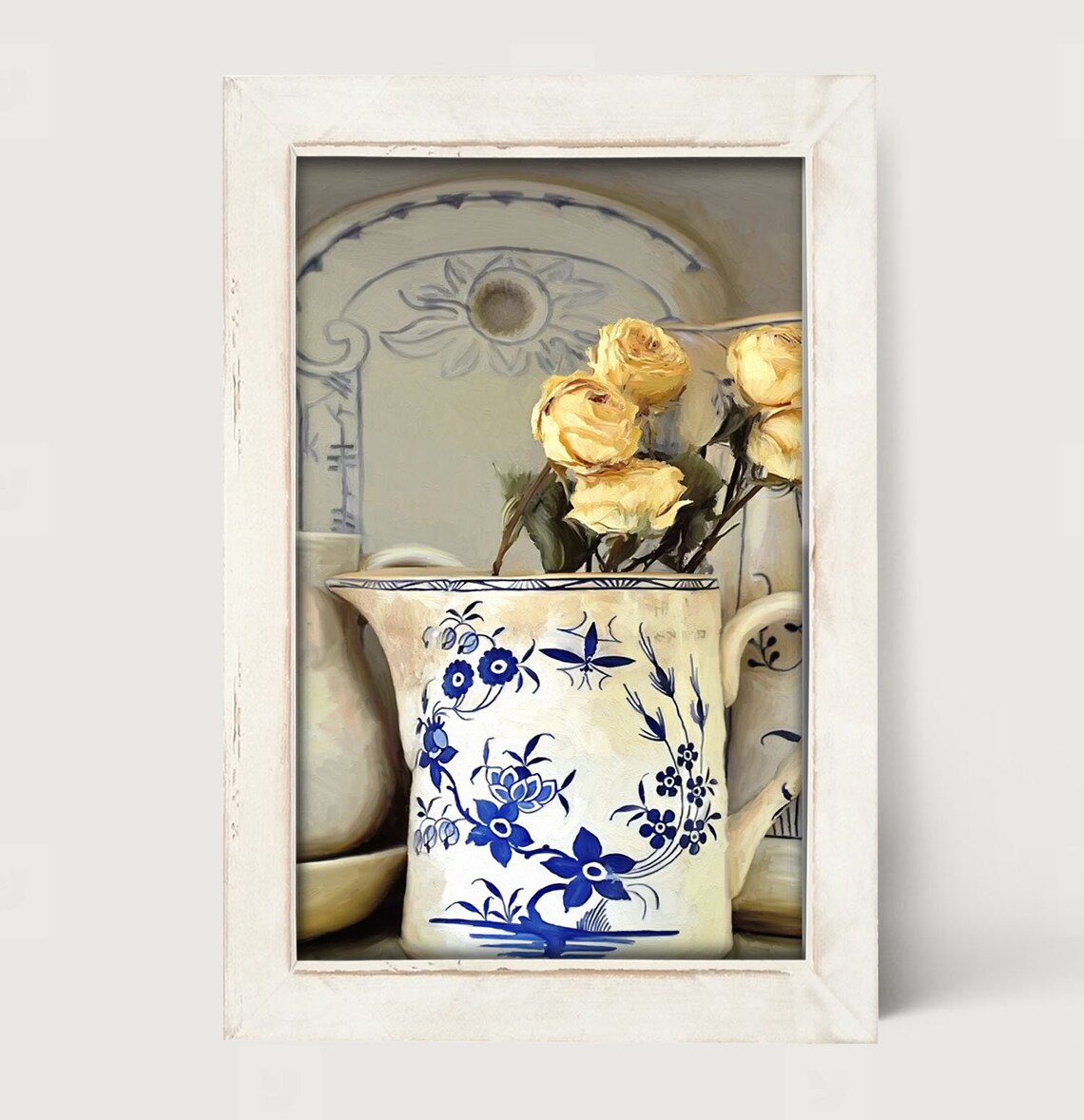 Yellow Roses In Vase Modern Kitchen Wall Art Print - Image 4