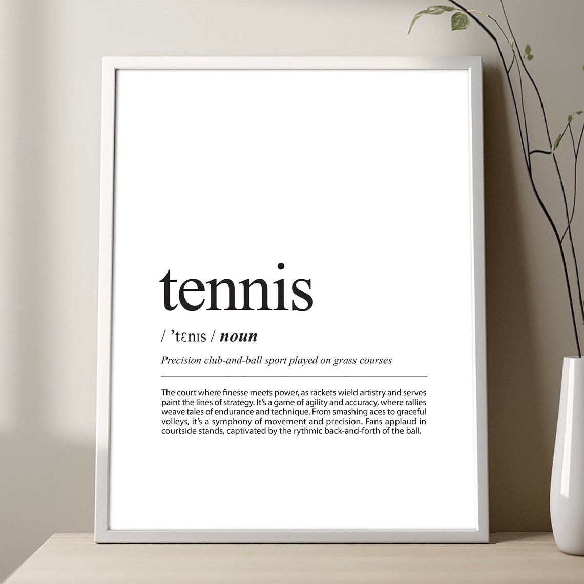 Tennis Definition Art Print, Sport Wall Decor