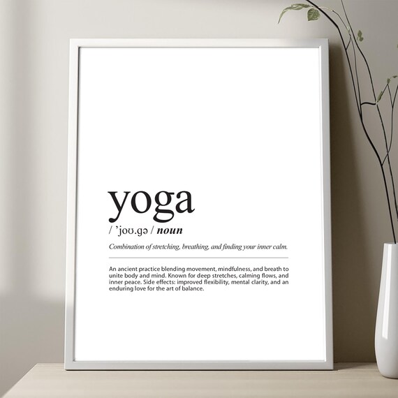 Yoga Definition Poster Print Black And White Minimalist Zen Wall Art Decor Room