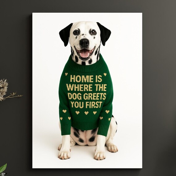 Funny Dog Entryway Decor Dalmatian Wall Art Portrait Artdalmatian Print Pet Lover Gift Welcome Sign