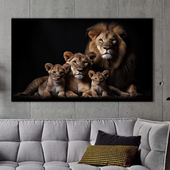 Lion Family African Safari Wildlife Art Print