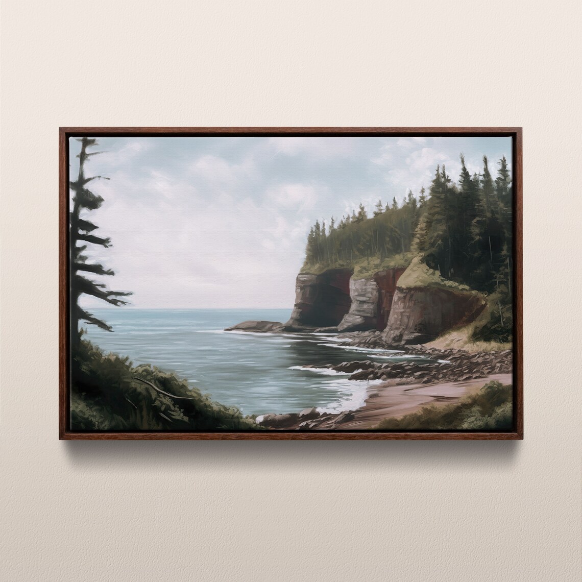 Fundy National Park Vintage Oil Painting, New Brunswick