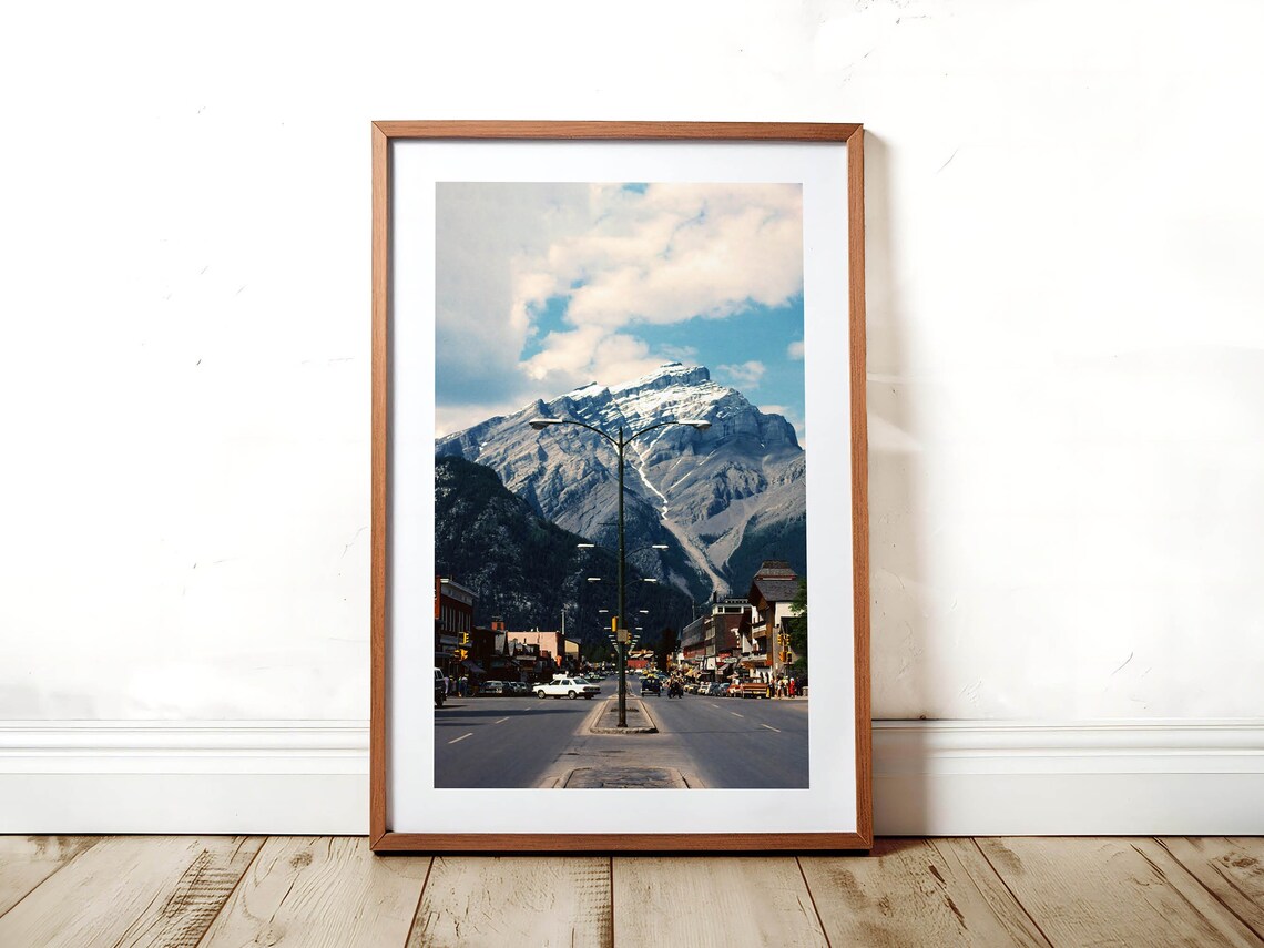 Mountain Town Street Poster Vintage Travel Photography Main Street Art