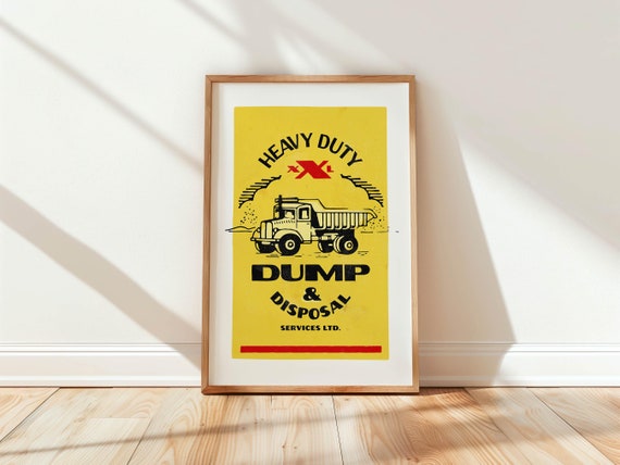Dump Truck Bathroom Print Funny Bathroom Art Retro Bathroom Wall Decor Mens Restroom Poster Toilet Humor Funny Gift For Dad