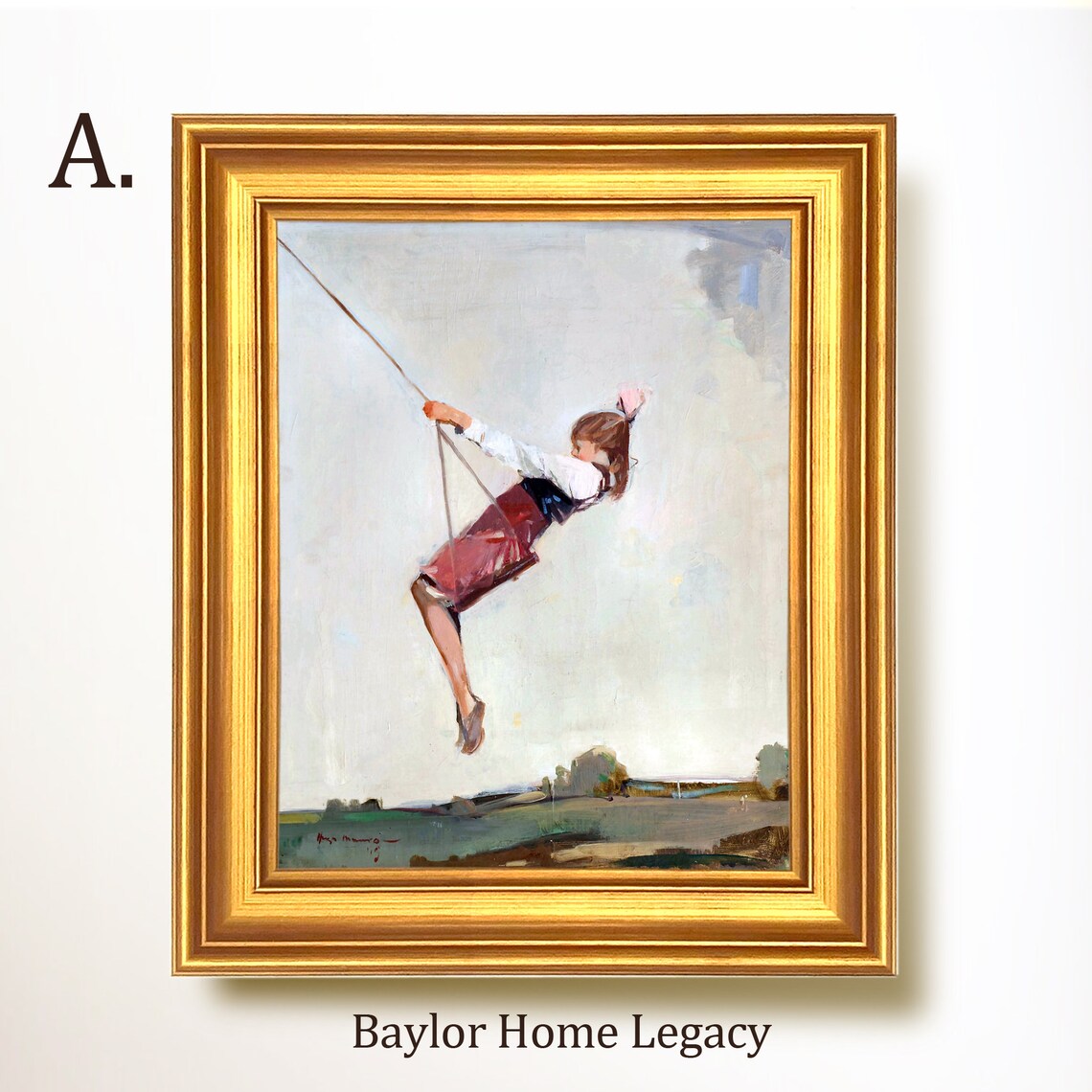 Girl On A Swing, Vintage Oil Painting Art Print - Image 5