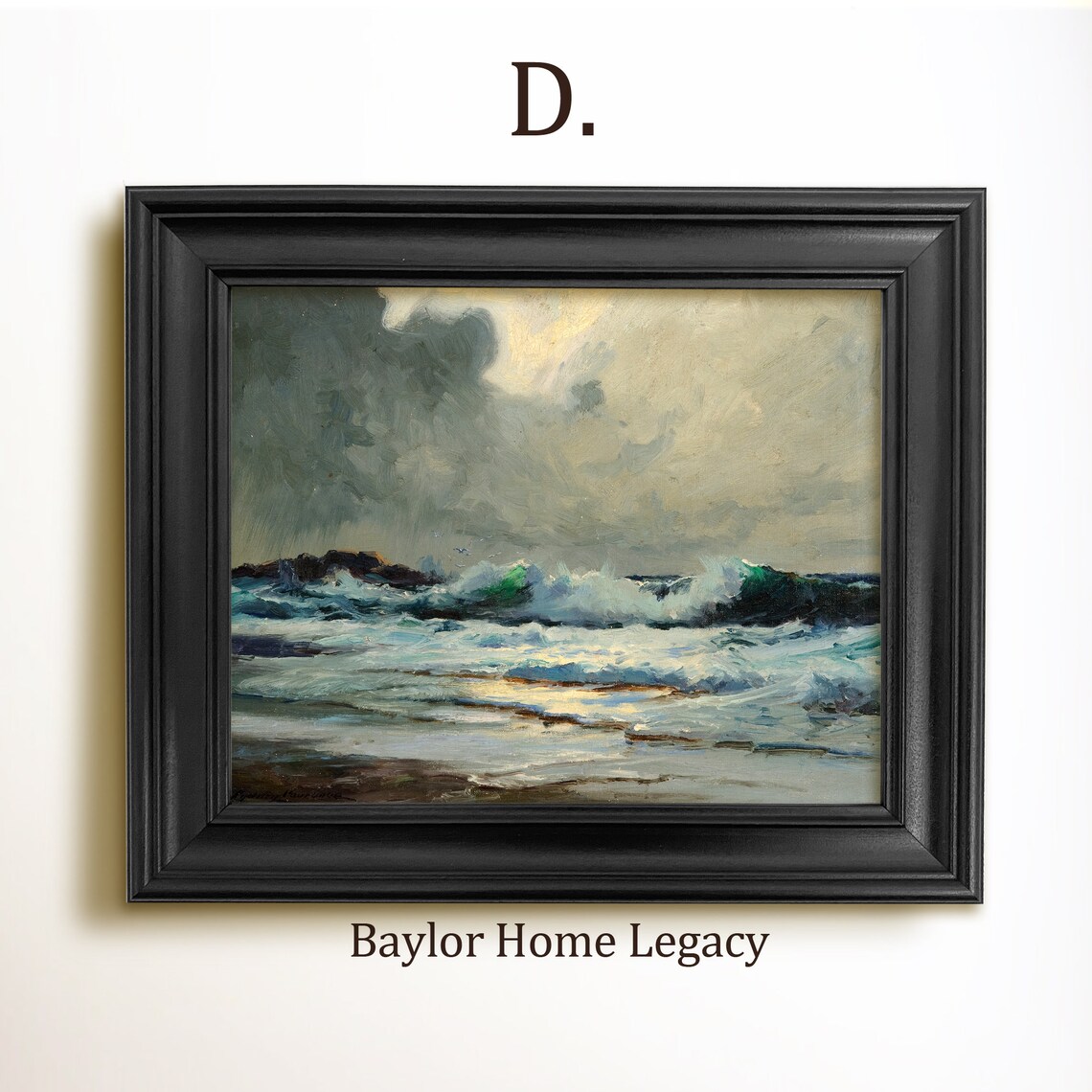Ocean Waves Oil Painting Print, Antique Seascape - Image 2