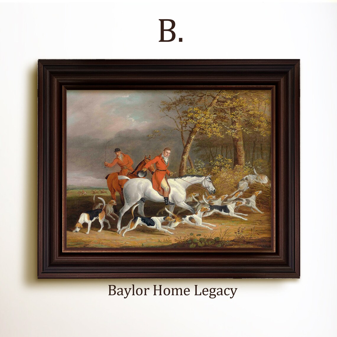 Fox Hunting Scene Oil Painting Print, Equestrian Decor - Image 4
