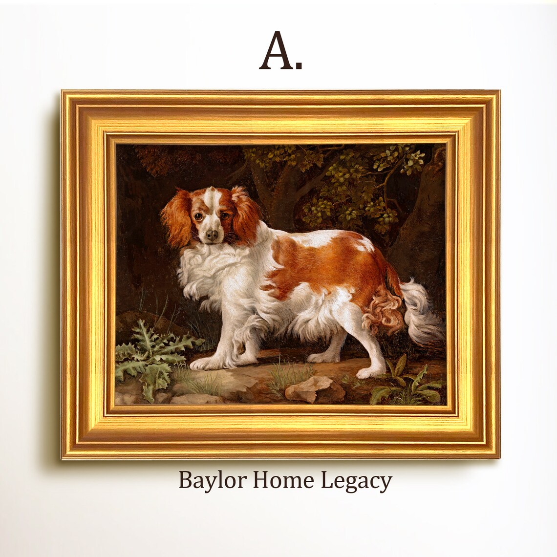 Cavalier King Charles Spaniel Vintage Oil Painting Art Print - Image 5
