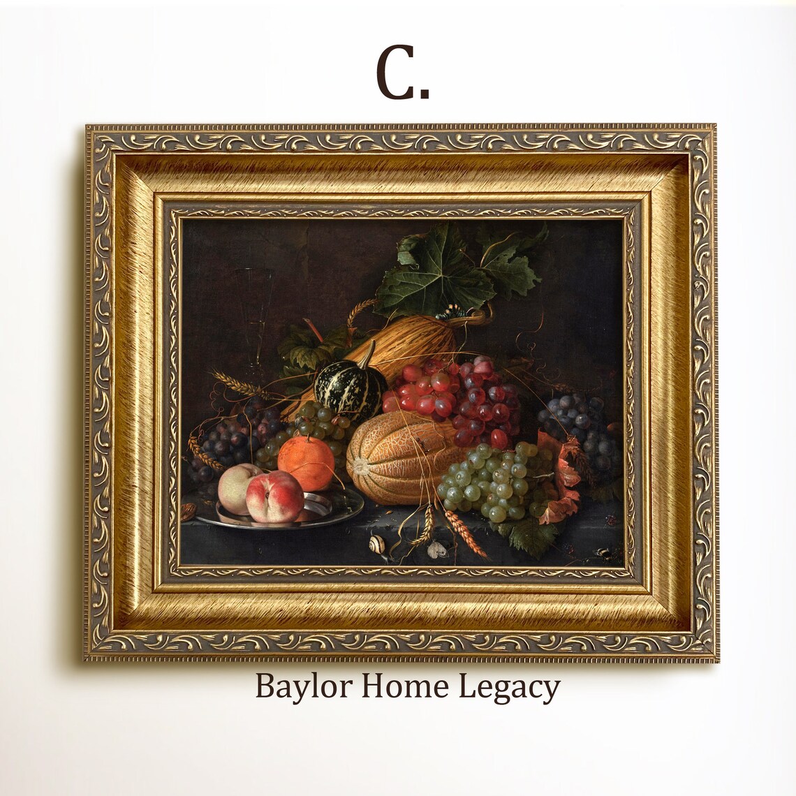 Fruit Still Life, Antique Oil Painting Art Print - Image 3