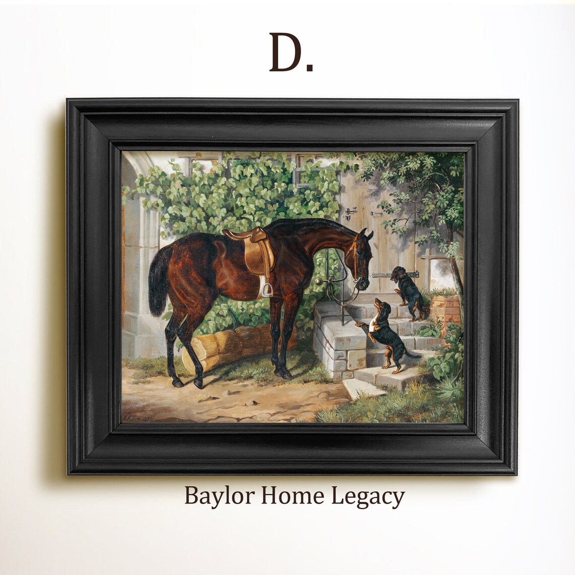 Horse and Dachshunds Painting Art Print, Dog Decor - Image 2