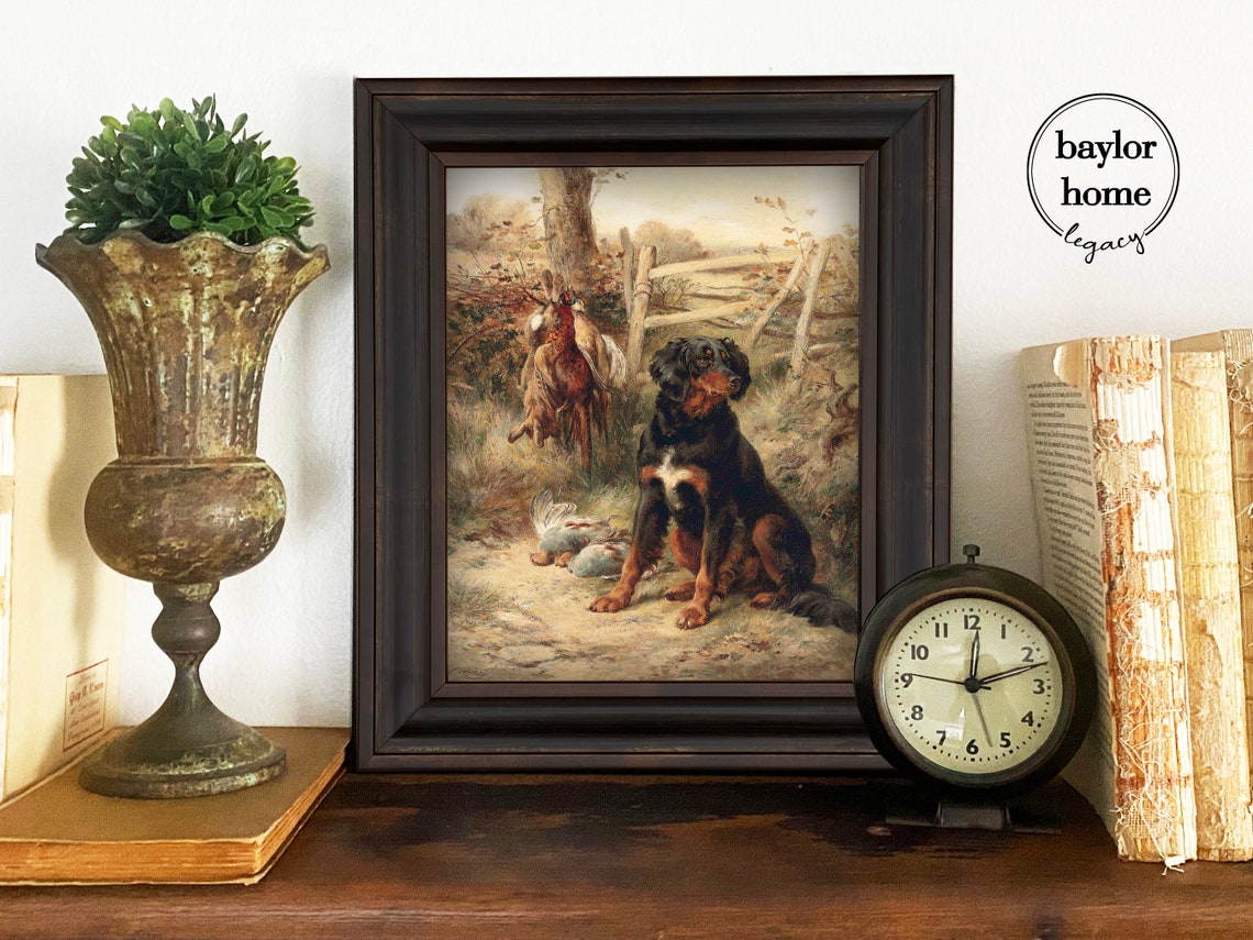 Vintage Hunting Dog With Pheasants By Rustic Fence Sporting Art Poster - Image 4