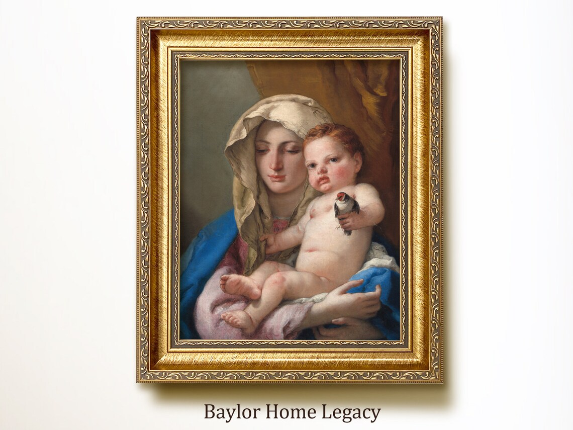 Madonna and Child with a Small Bird Italian Renaissance Painting Art Poster