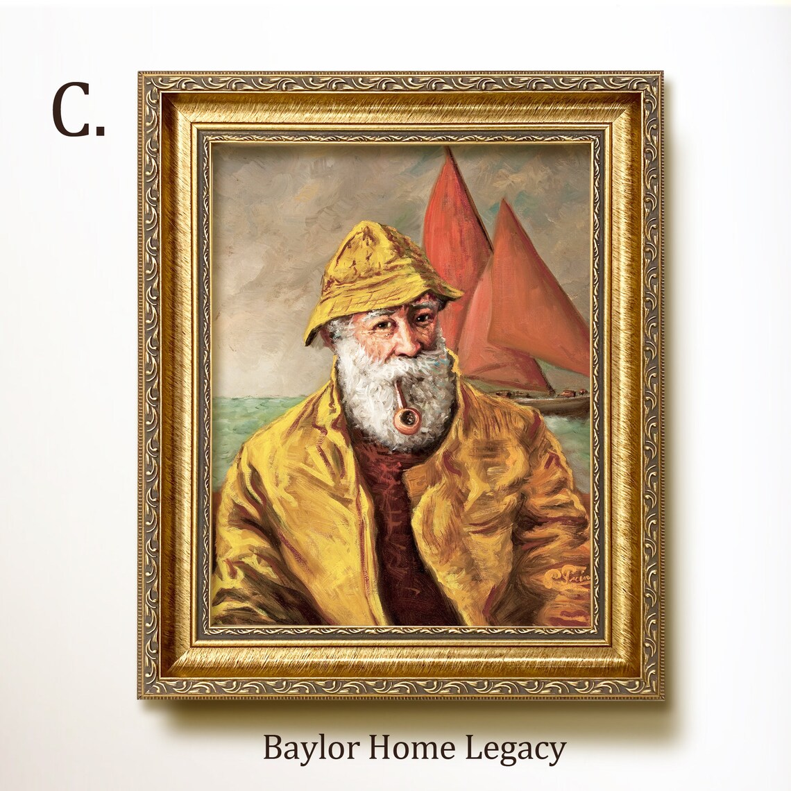 Sea Captain Oil Painting Print, Vintage Nautical - Image 3