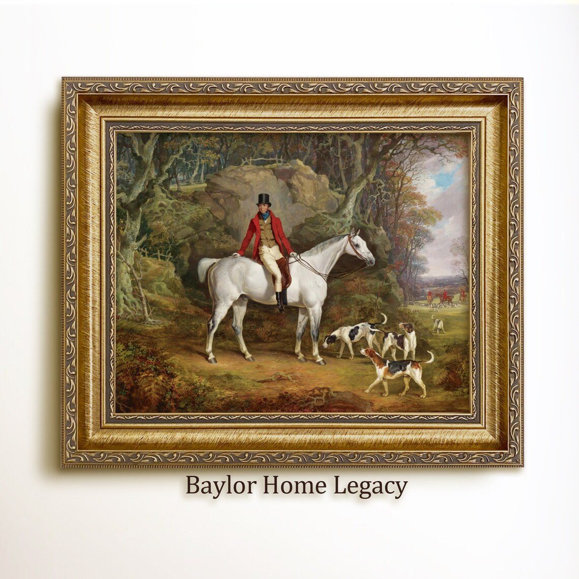 Fox Hunt Scene, Vintage English Landscape Art Print