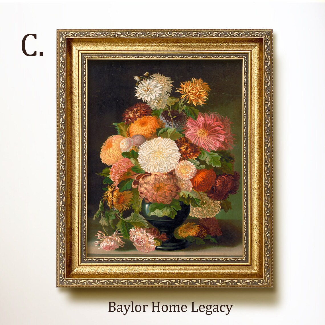 Chrysanthemums Vintage Floral Oil Painting Art Print - Image 3