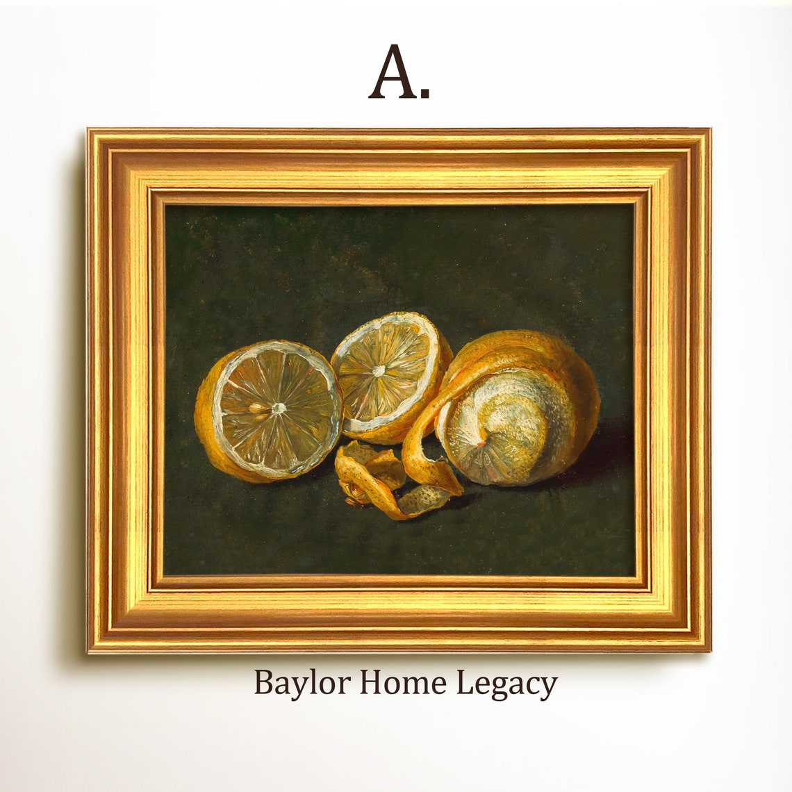 Vintage Still Life Lemons Peeled Citrus Dark Background Art Poster - Image 5
