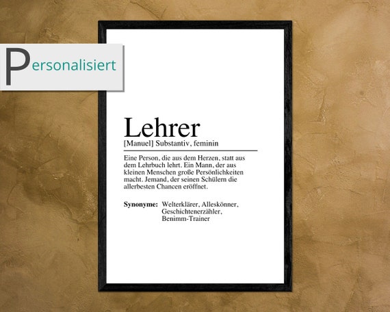 Teacher Definition Poster Image Gift