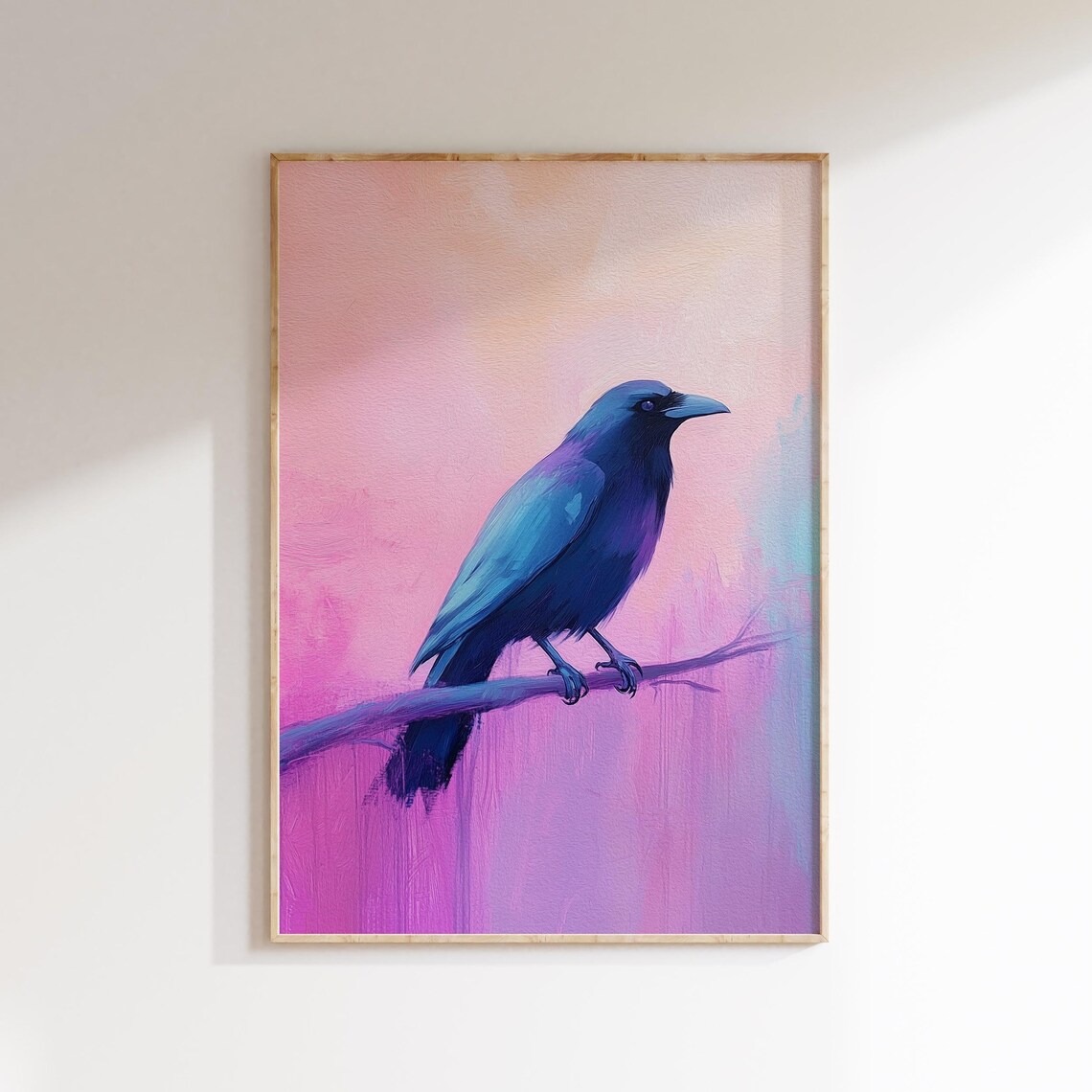 Pastel Crow Painting Pink Halloween Spooky Bird Decor Pinkoween Poster