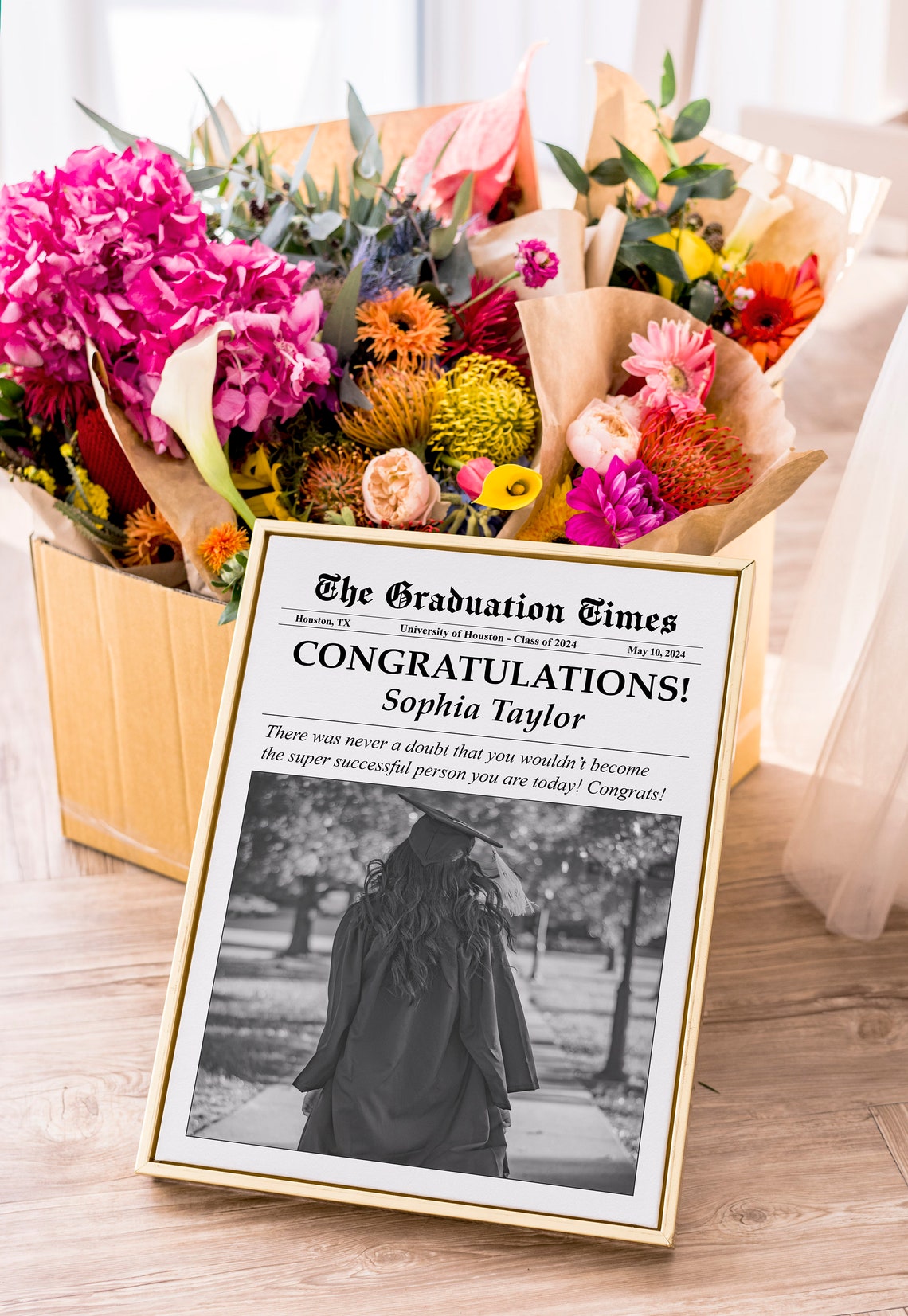 Personalized Graduation Newspaper Class Of 2024 Photo Keepsake Poster - Image 3