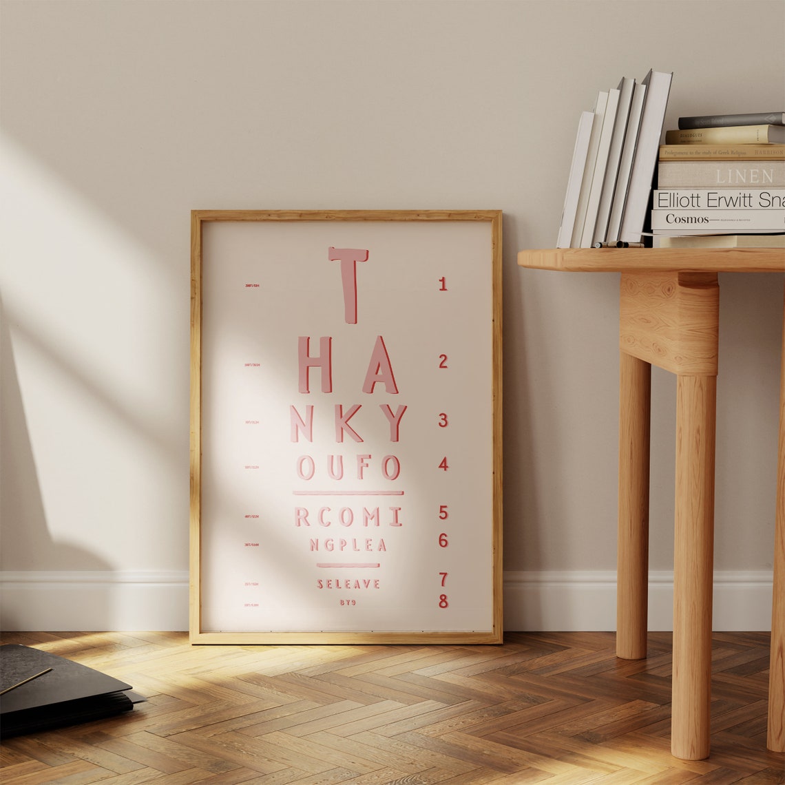 Thanks For Coming Now Leave Eye Chart Pink Funny Quote Poster - Image 3