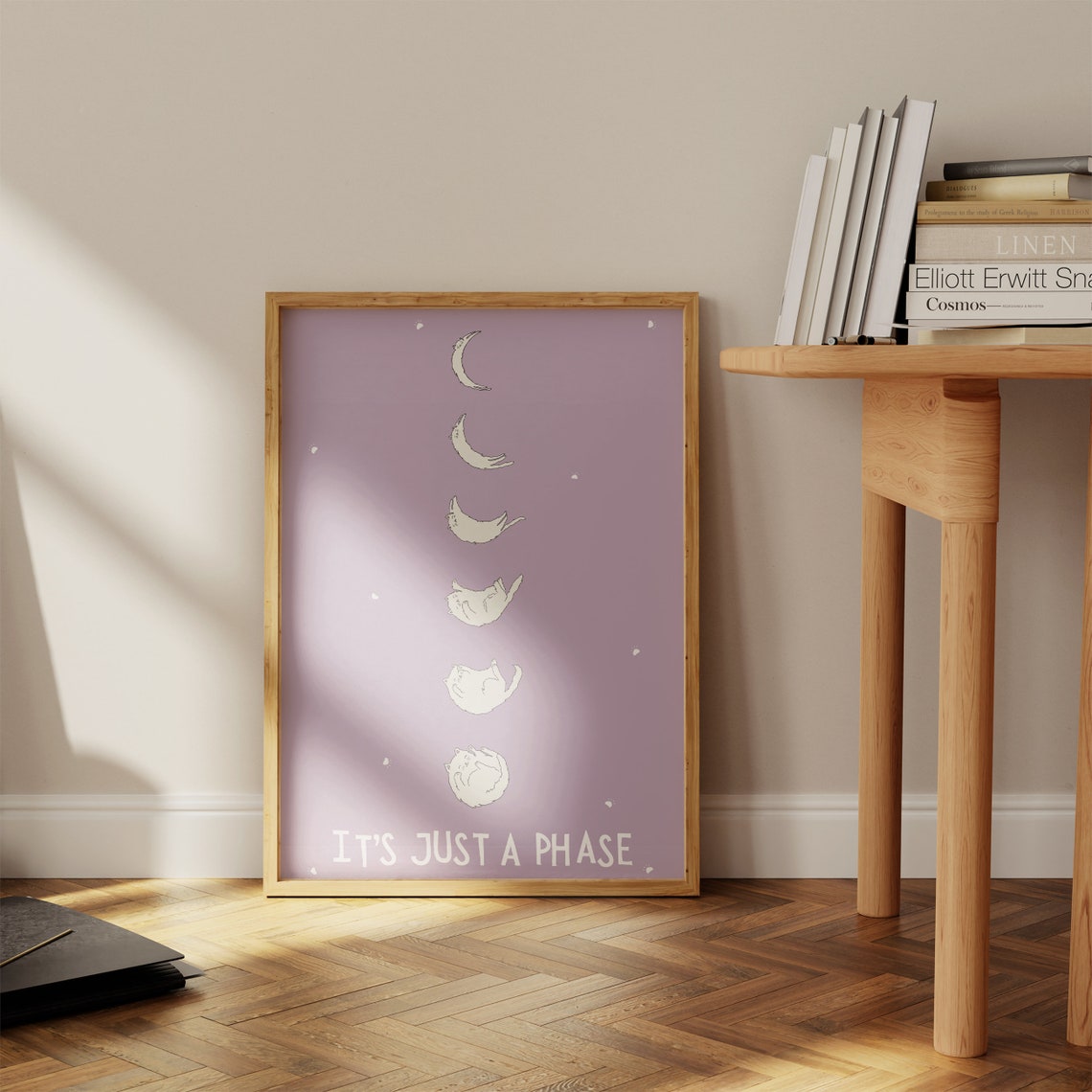 Its Just A Phase Cat Moon Cycle Lavender Funny Cat Lover Poster - Image 2