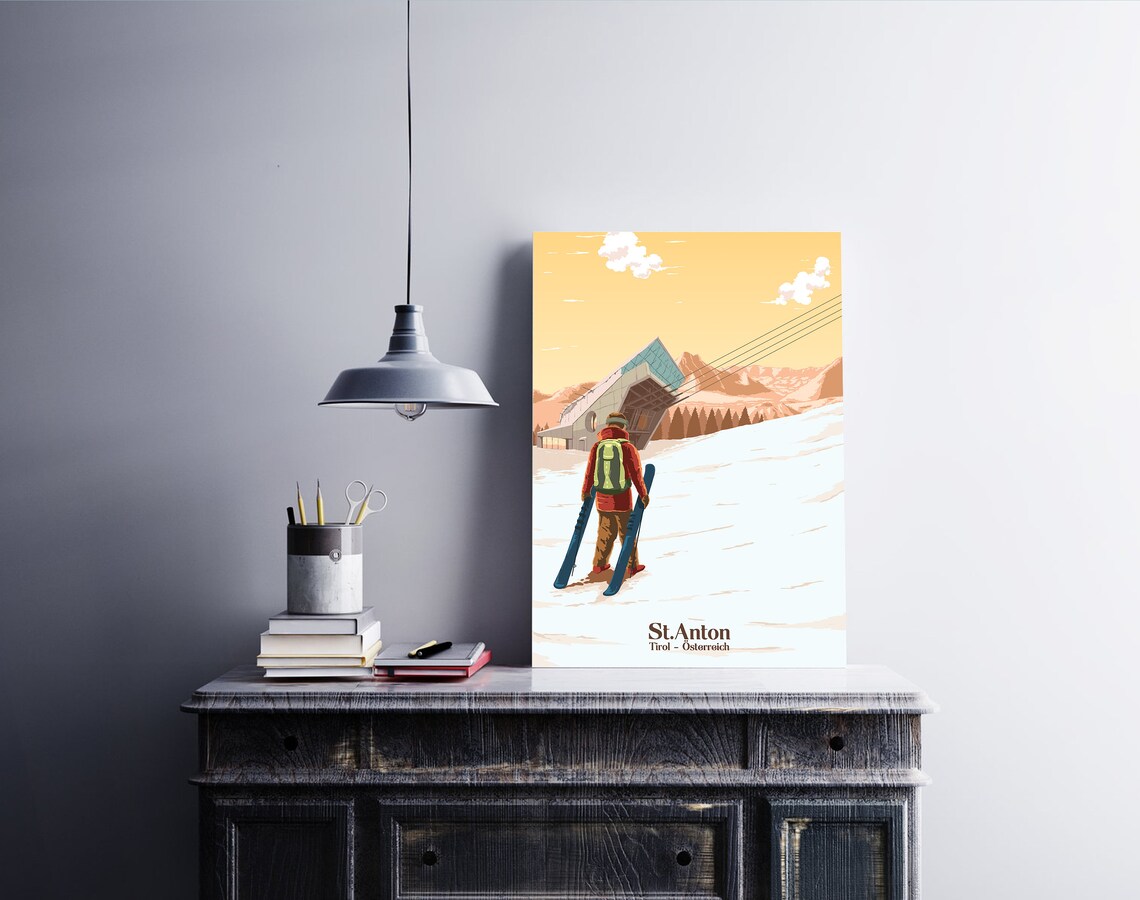 St Anton Ski Resort Austria Tirol Vintage Travel Poster - Image 2