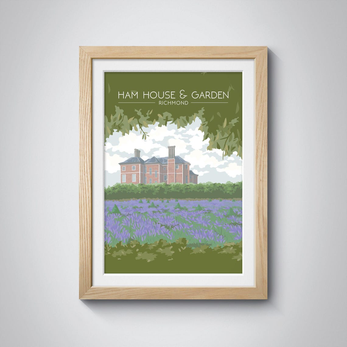 Ham House and Garden Richmond Lavender Fields Vintage Travel Poster - Image 2