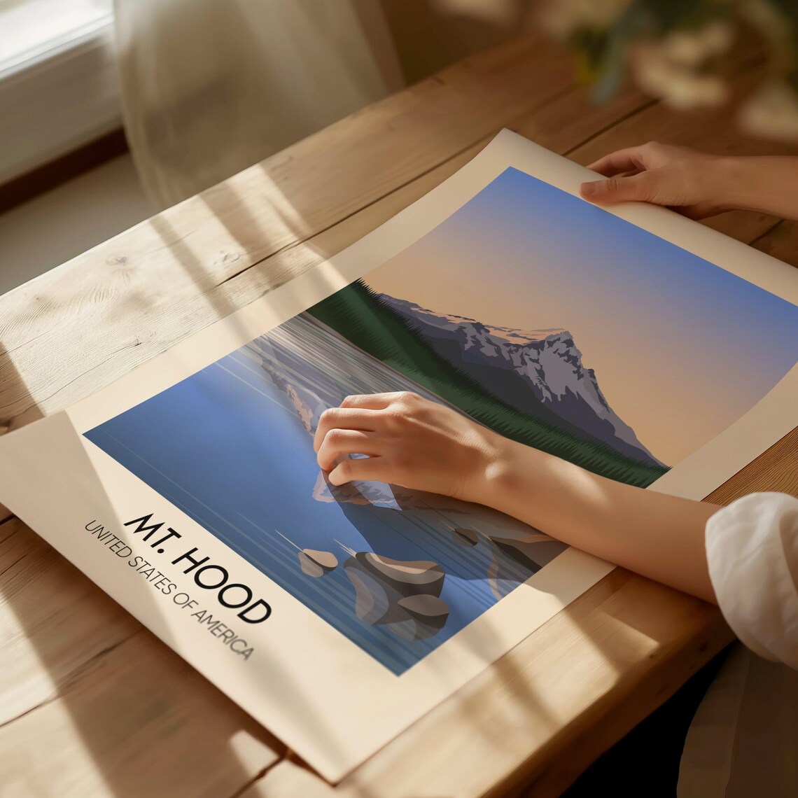 Mount Hood Usa Travel Poster Mount Hood Wall Art Mount Hood Poster Mount Hood Framed Print Oregon Wall Art Mountain Poster Art - Image 2