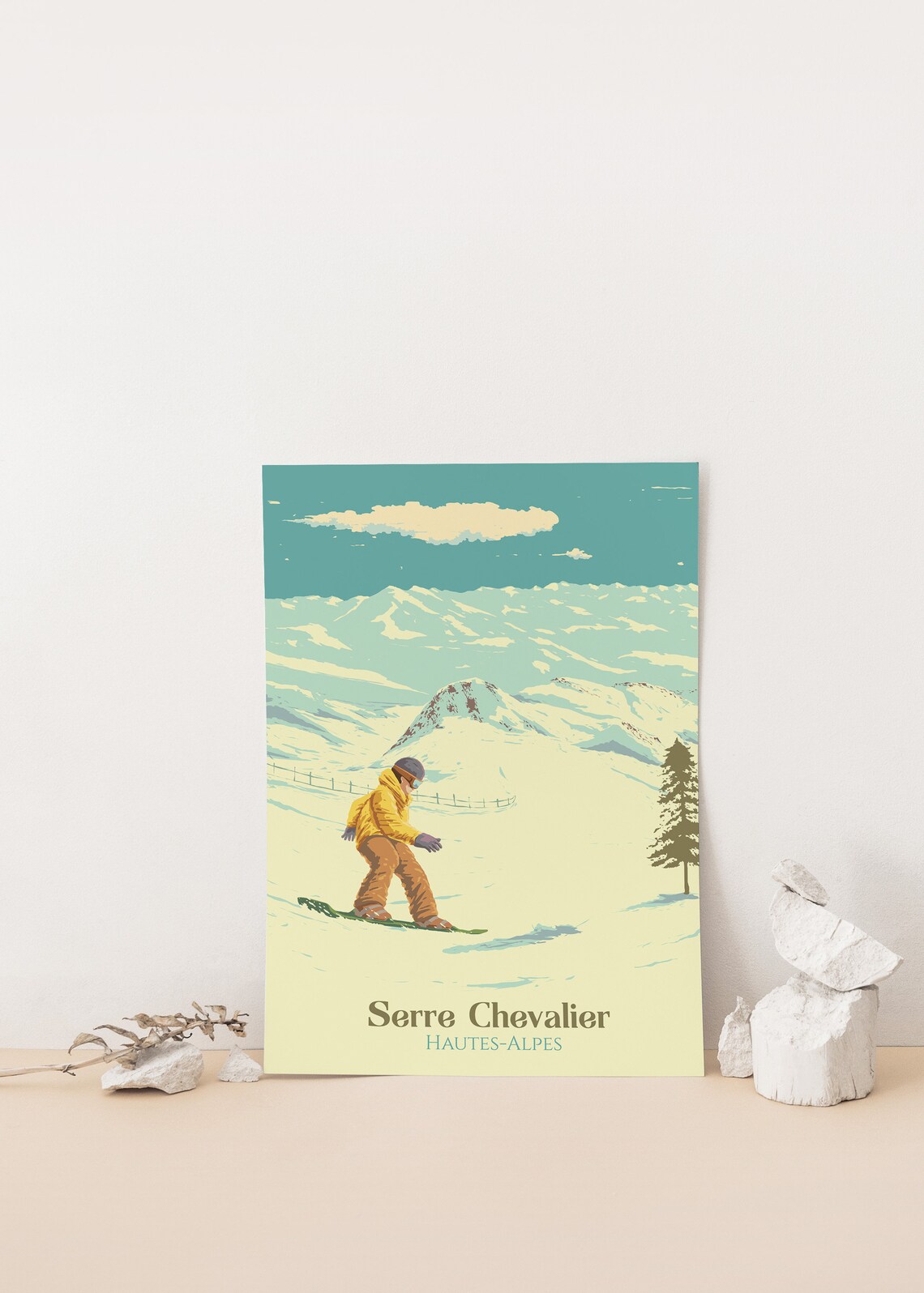 Serre Chevalier Snowboarding Travel Poster, French Alps - Image 4