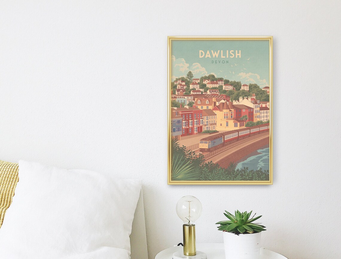 Dawlish Devon Seaside Railway Town Colorful Hillside Houses Poster - Image 3