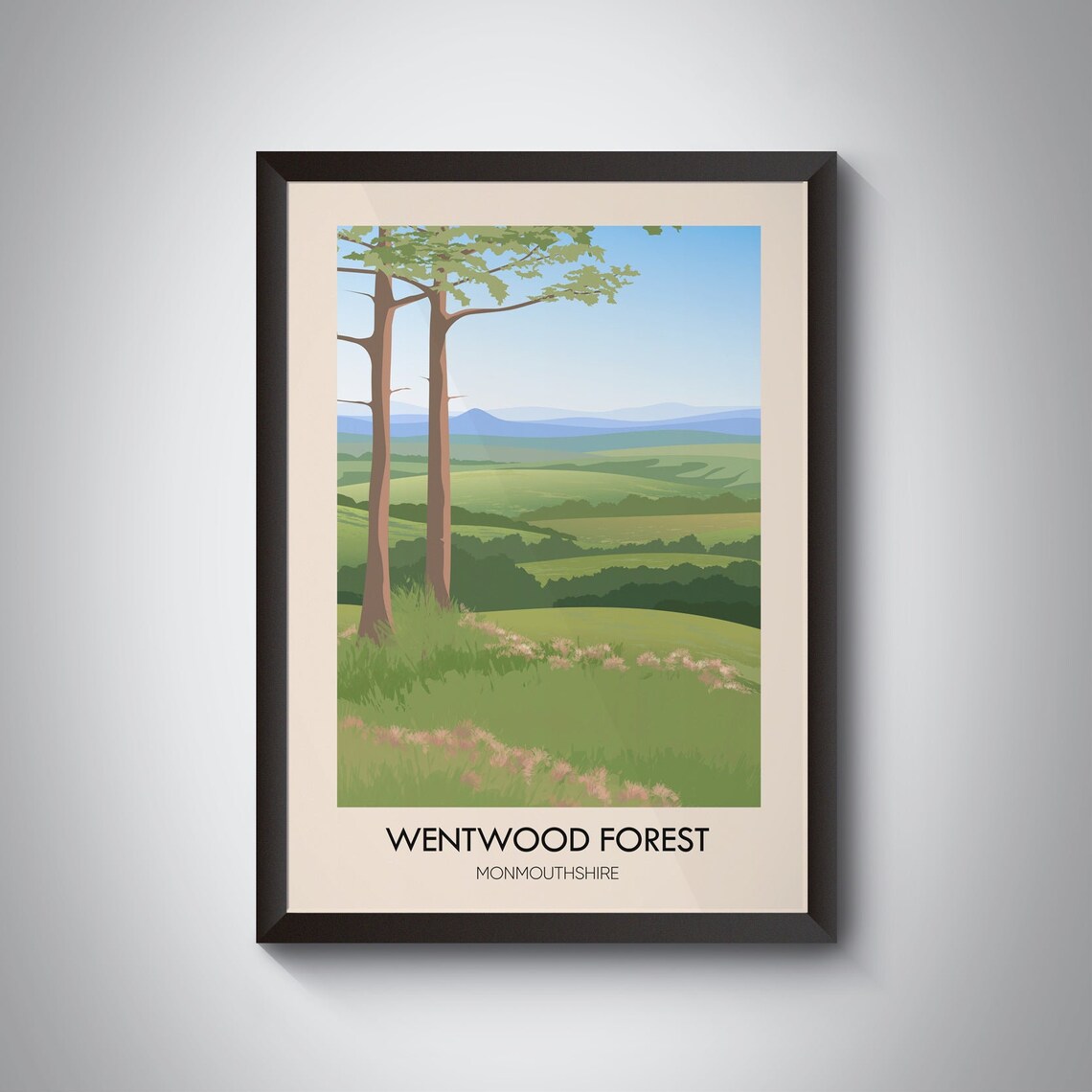 Wentwood Forest Monmouthshire Rolling Green Hills Landscape Poster