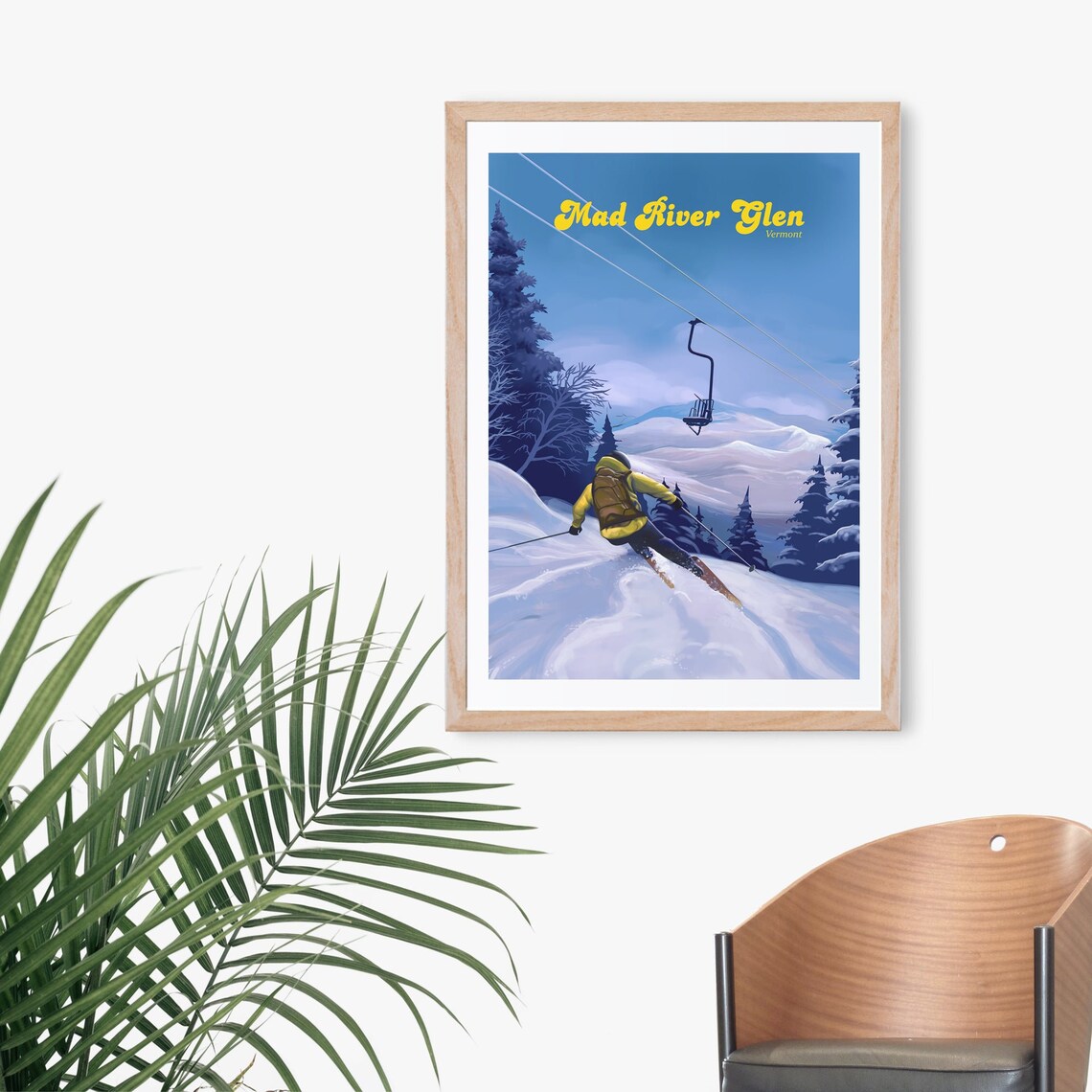 Mad River Glen Vermont Single Chair Powder Vintage Ski Poster - Image 2