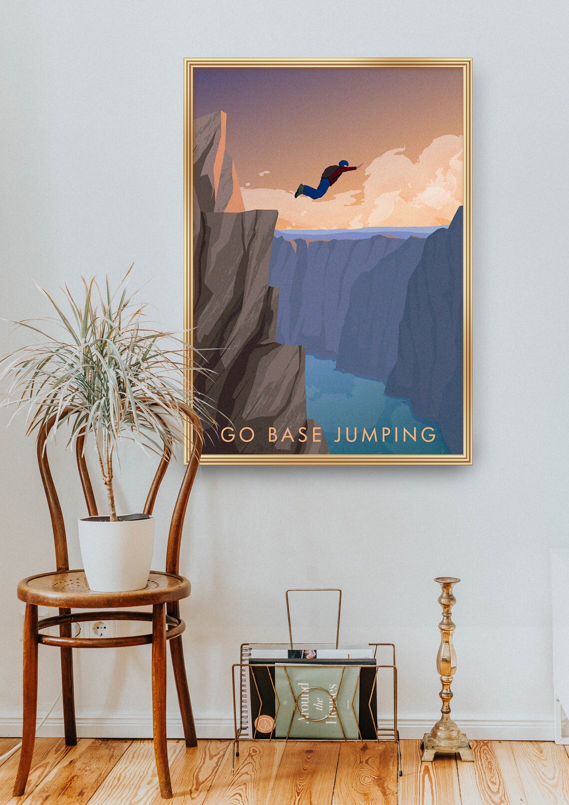 Go Base Jumping Retro Travel Poster, Extreme Sport - Image 2