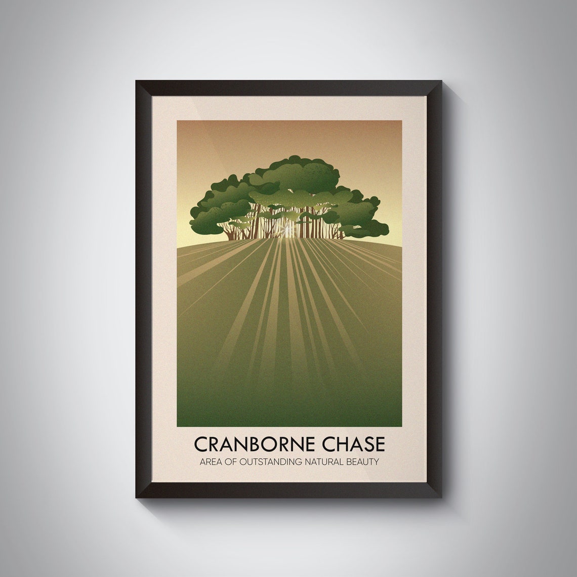 Cranborne Chase Sunset Tree Copse English Landscape Travel Poster