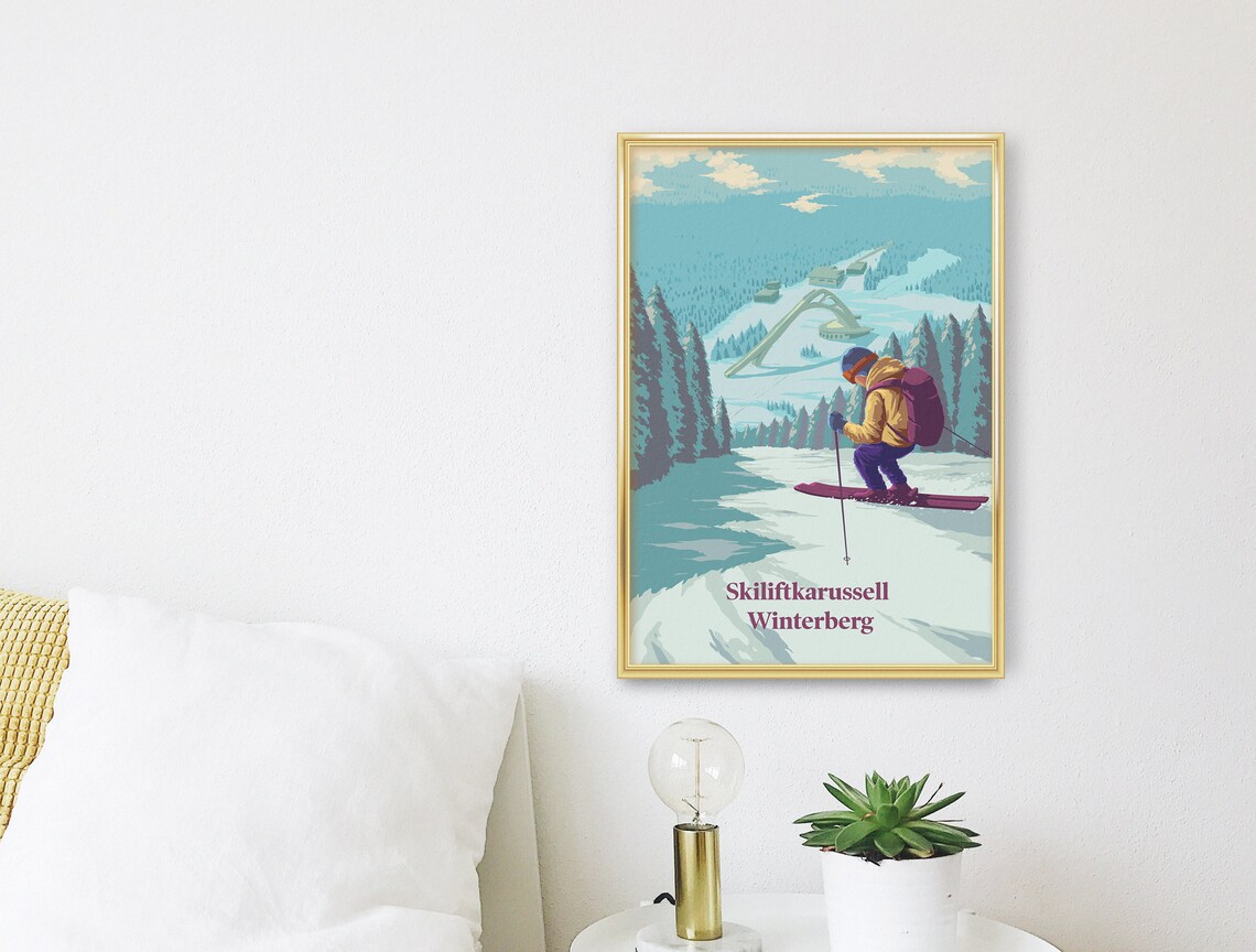 Winterberg Germany Skiliftkarussell Skier Ski Jump Travel Poster - Image 3