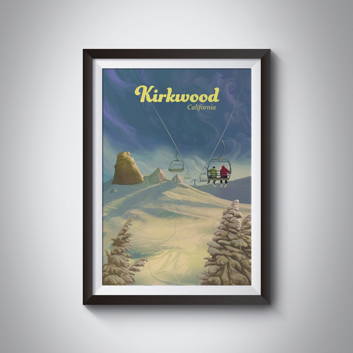 Kirkwood Ski Resort California Vintage Ski Travel Poster