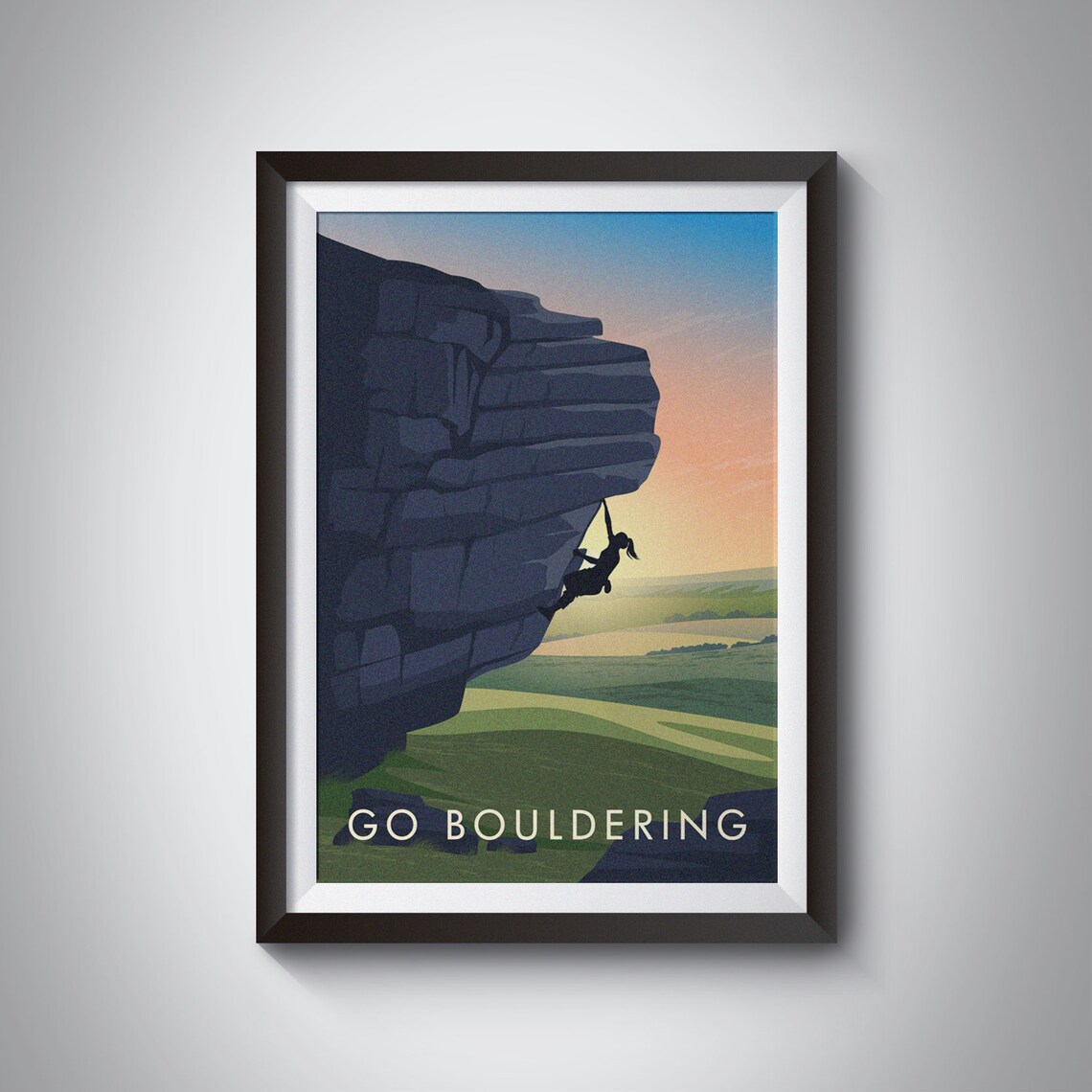Go Bouldering Vintage Travel Poster, Outdoor Adventure