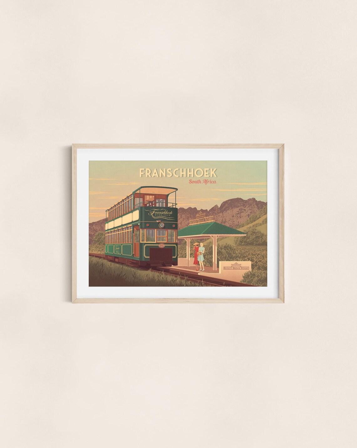 Franschhoek Wine Tram South Africa Vineyard Station Sunset Poster - Image 3