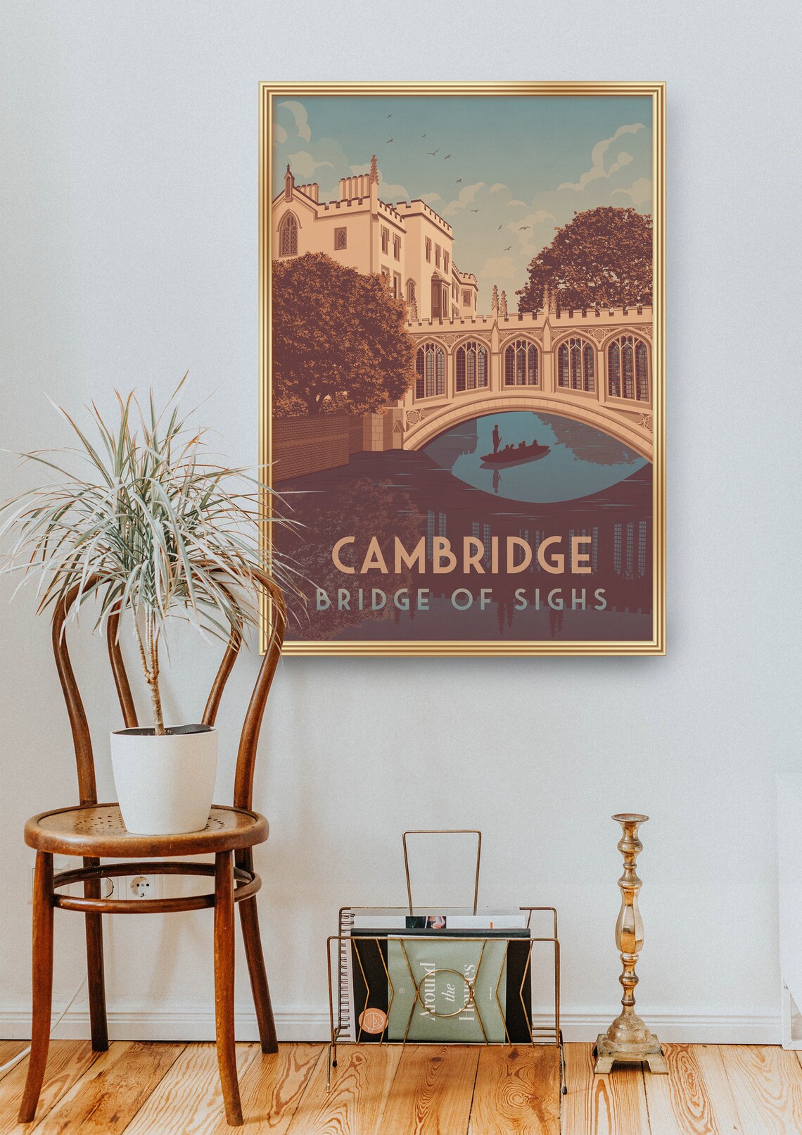 Cambridge Bridge of Sighs River Cam Vintage Punting England Poster - Image 2