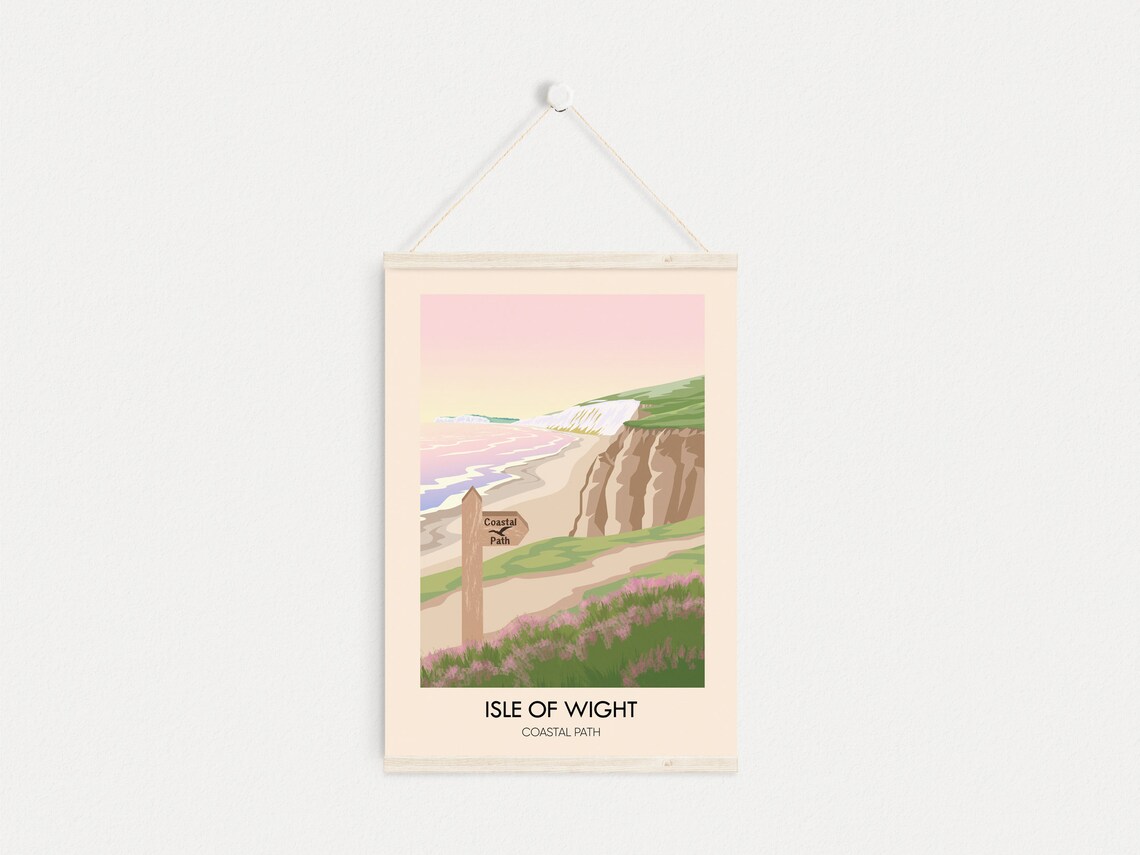 Isle of Wight Coastal Path White Chalk Cliffs Poster England Seaside Walk - Image 4