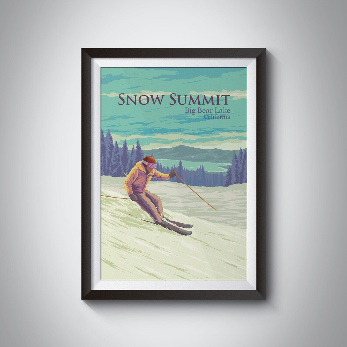 Snow Summit Big Bear Lake California Skiing Resort Travel Poster