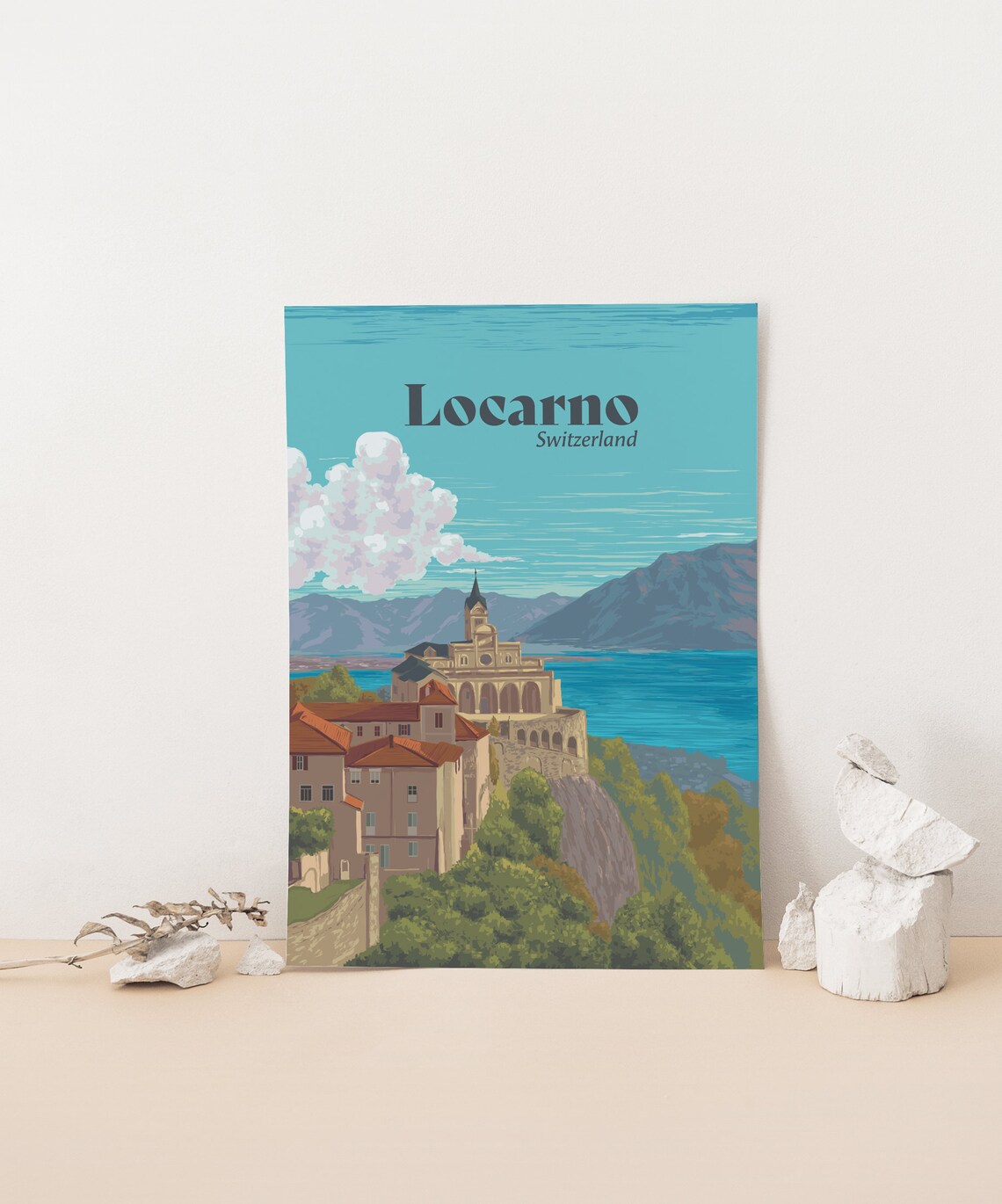 Locarno Switzerland Sanctuary Above Lake Maggiore Travel Poster - Image 2