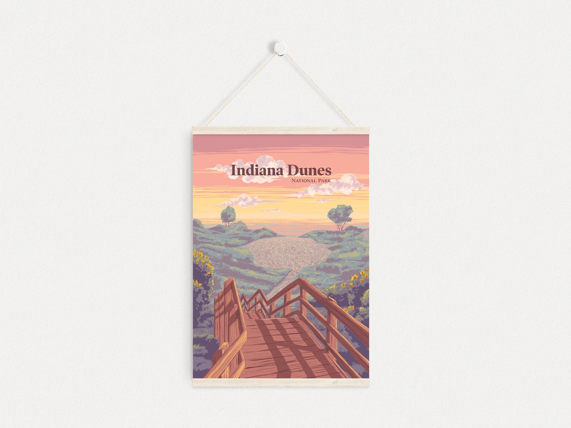Indiana Dunes National Park Poster Lake Michigan Usa Travel Print Great Lakes Vintage Wpa National Park Art See America Framed Print - Image 4