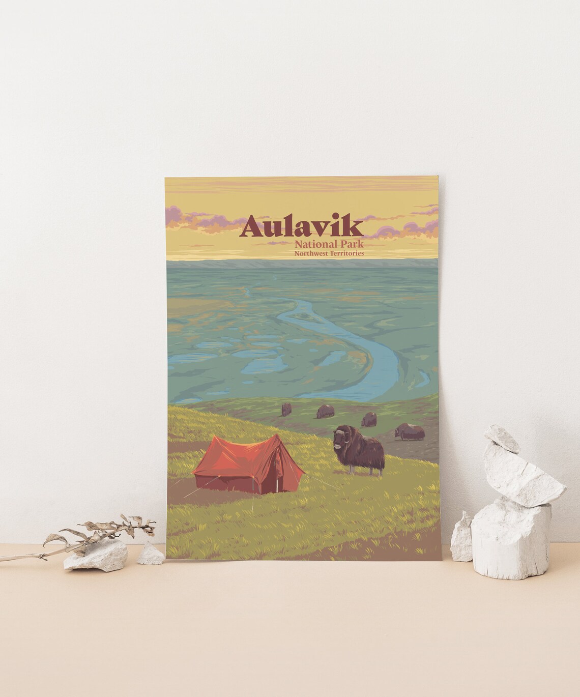 Aulavik National Park Musk Ox Arctic Tundra Camping Travel Poster - Image 4