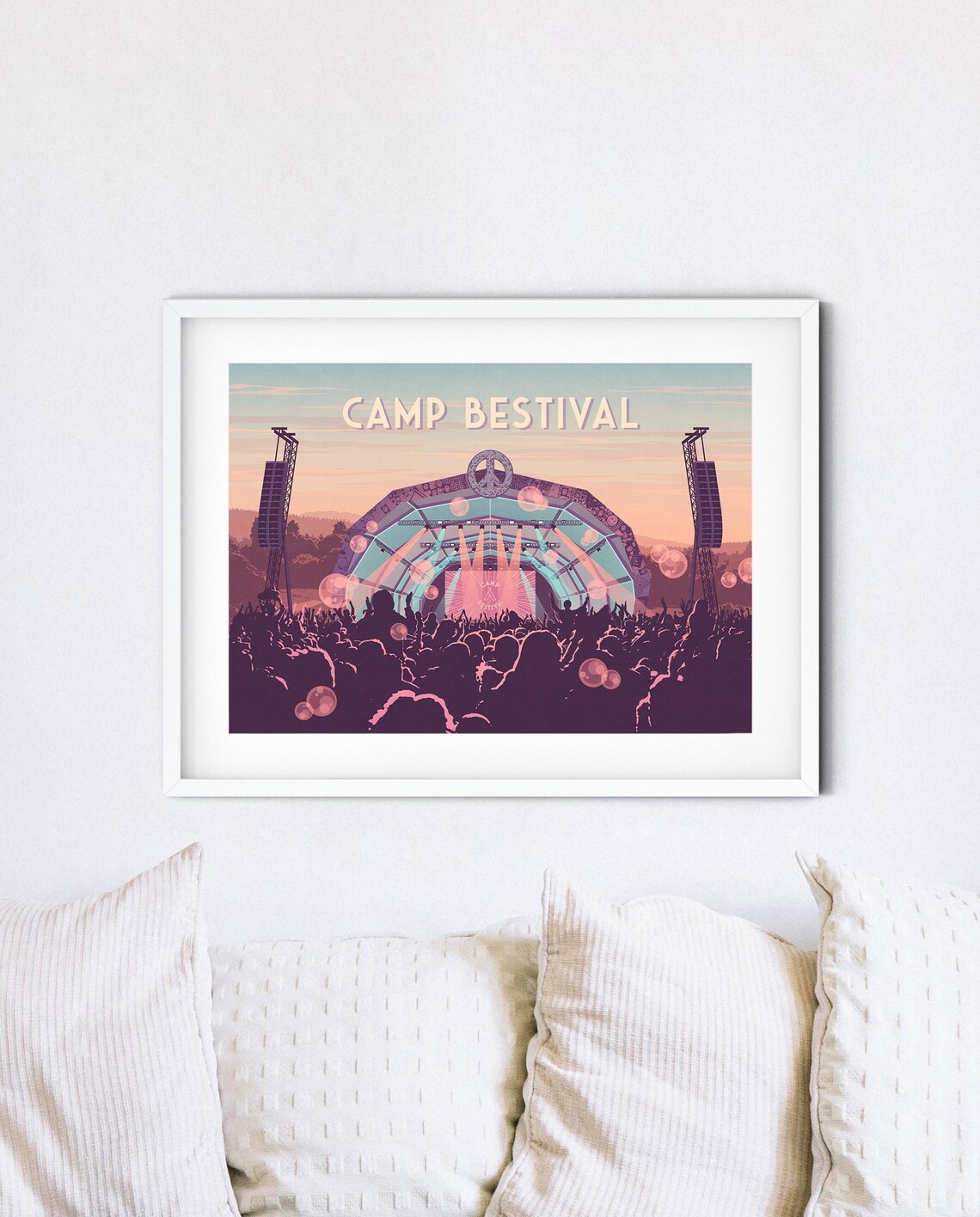 Camp Bestival Festival Main Stage Poster, Music Crowd Sunset Artwork - Image 4