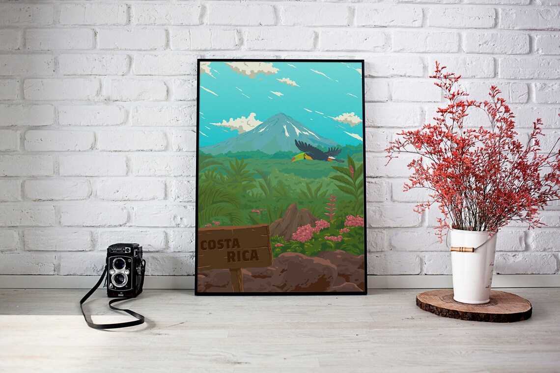 Costa Rica Travel Poster, Retro Vintage National Parks - Image 3